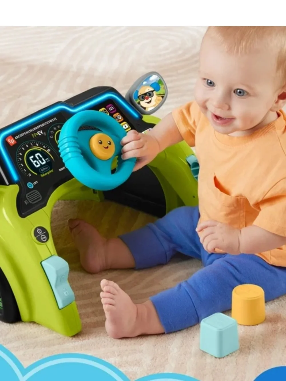 Fisher-Price Laugh & Learn Sit & Steer Driver - Green with Blue Steering Wheel